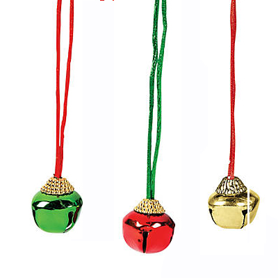 Single Jingle Bell Necklace Choose Red Green Gold