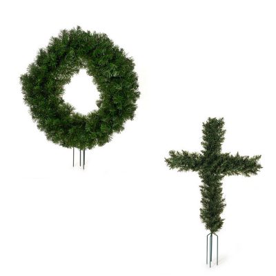 Canadian Pine Cosmos Cemetery Wreath Shapes w Spikes