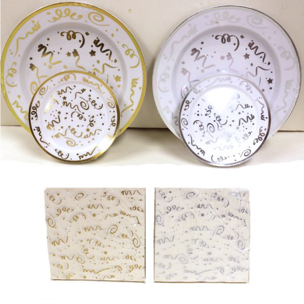 Confetti Plates & Napkins Gold Silver New Year's Eve Party