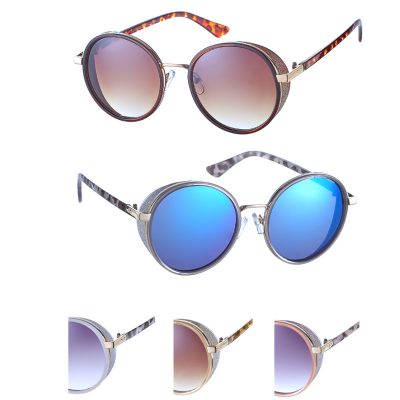 Ladies Round Glitter Edge Frame Sunglasses
