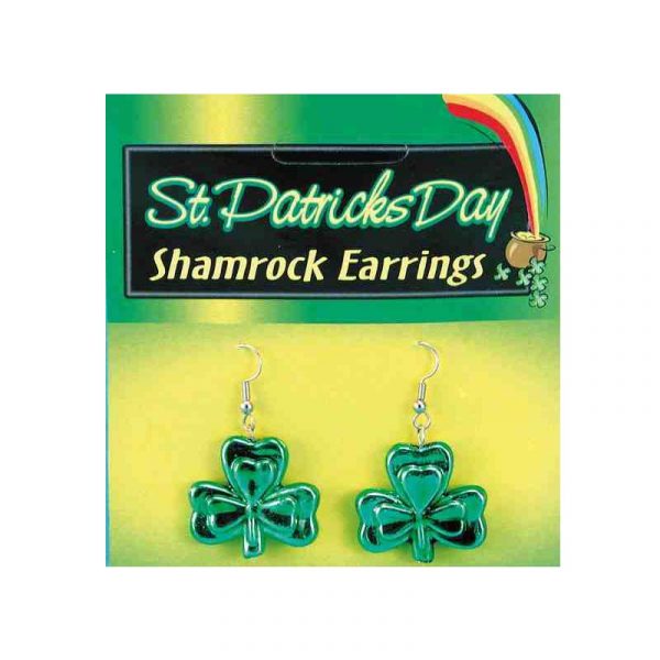 Green Metallic Shamrock Earrings