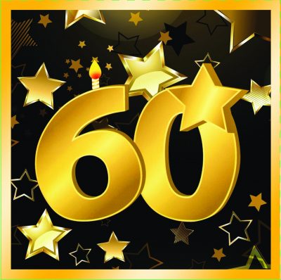 60th Birthday 13" Square Lunch Napkins (16 Pack)