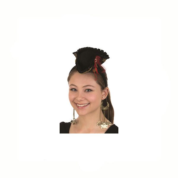 Costume Mini Pirate Hat Headband w Earrings