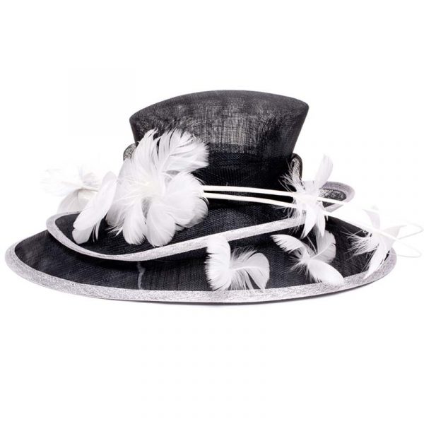 Black with White Double Layered Sinamay Kentucky Derby Hat