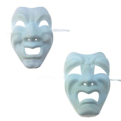 White Blank Comedy n Tragedy Full Face Mask