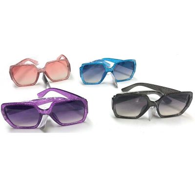 Large Lens Glitter Frame Sunglasses