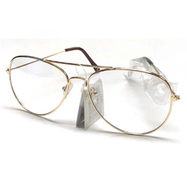 Clear Lens Gold Frame Aviator Eyeglasses