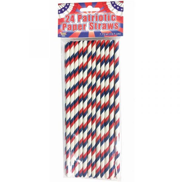 Patriotic Swirl Paper Straws