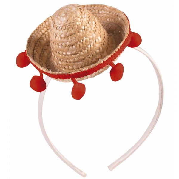 Natural Straw Mini Sombrero Hat Headband