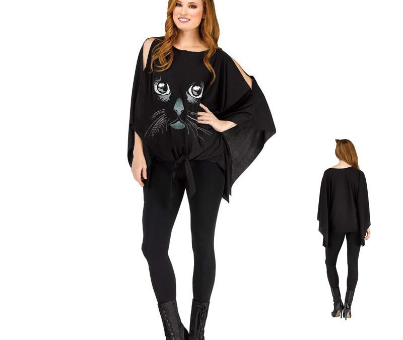 Black Cat Poncho Adult Halloween Costume