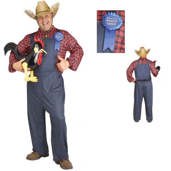 Braggart Farmer Overalls and Plaid Shirt Adult Halloween Costume