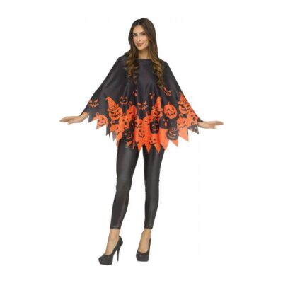 Pumpkin Poncho Adult Halloween Costume front