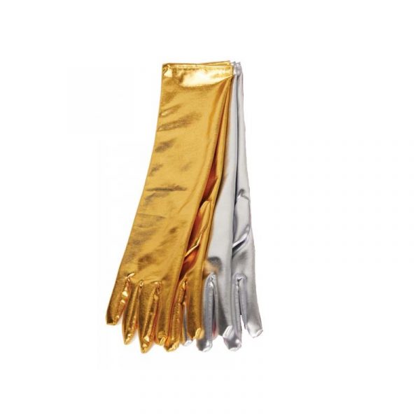 Metallic Fabric Long Gloves