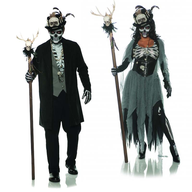 Large Mens Bogeyman Voodoo Black Magic Halloween Fancy Dress Costume Outfit 
