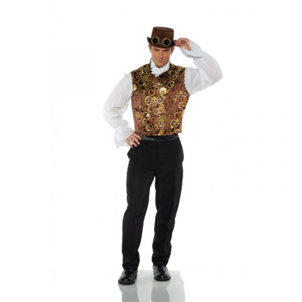 Brown Steampunk Vest with Gears