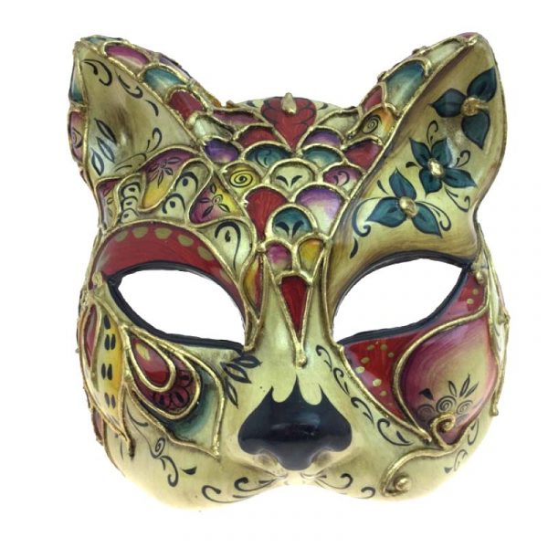 Sculptured Cat Face Venetian Mask
