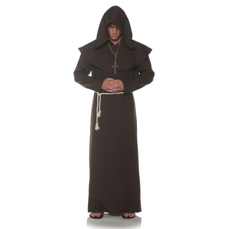 MONK RELIGIOUS MEDIEVAL ROBE WIG ADULT MENS PLUS SIZE DRESS UP HALLOWEEN COSTUME