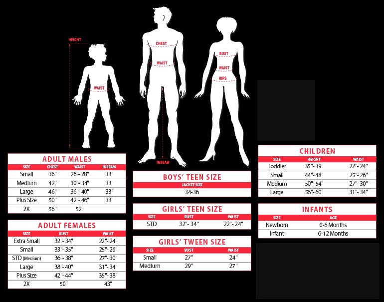 Rubies Children S Size Chart