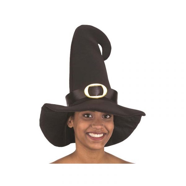 Black Curved-Top Witch Hat w Buckle