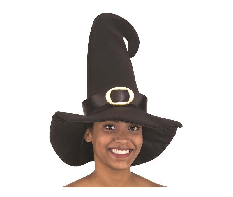 Black Curved-Top Witch Hat w Buckle