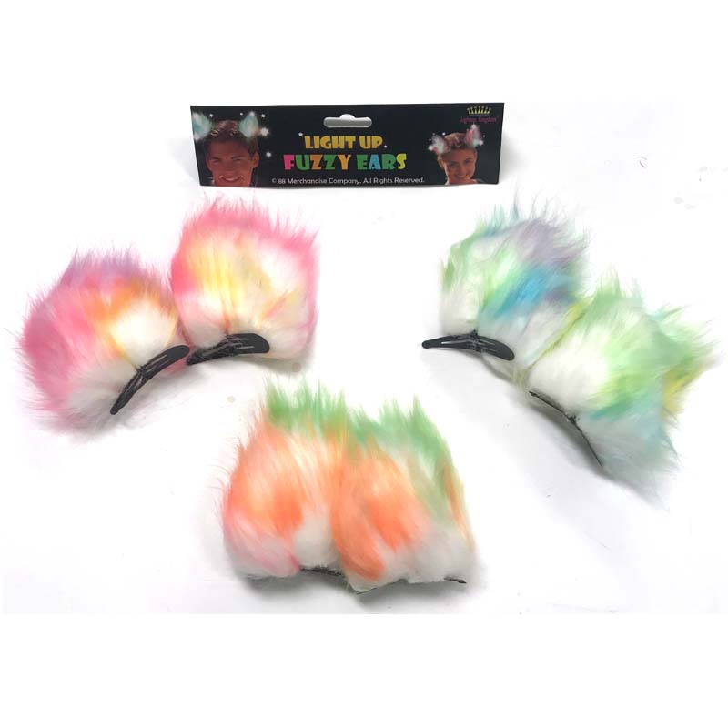 Light-Up Fuzzy Ears w Hair Clips