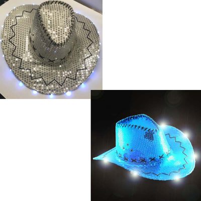 Sequin Stitched Western Hat w LED Lights