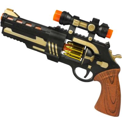 13 Inch Plastic Revolver Gun w Motion Lights Sound