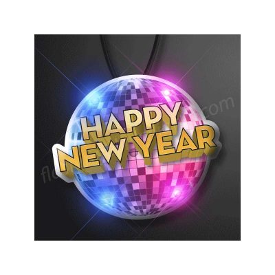 Light-up Happy New Year Mirror Ball Necklace