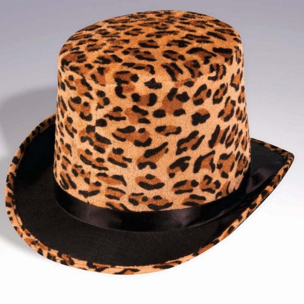 Plush Felt Leopard Print Top Hat