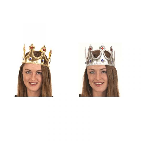 Gold and Silver Lamé Jeweled Fabric Adult Crowns