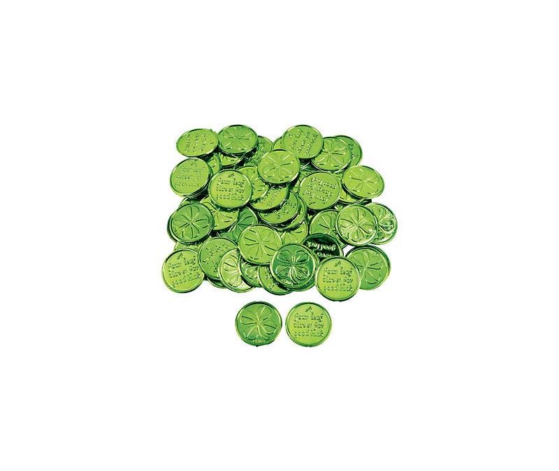 St Patrick’s Coins – Metallic Plastic Four-Leaf Clover Coins