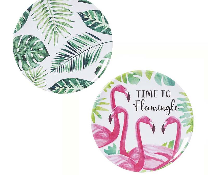 7 Inch Round Melamine Tropical Luau Plate