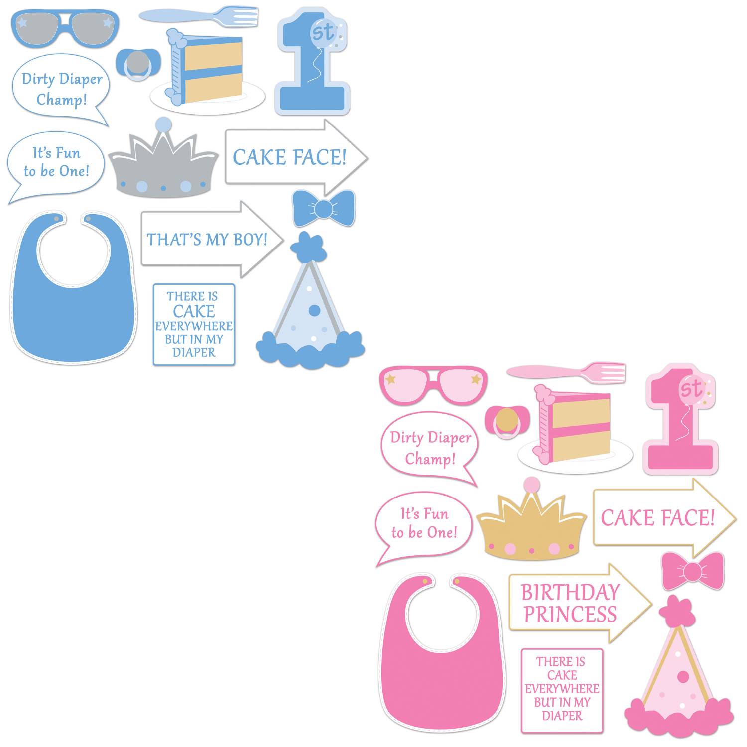 1st Birthday Photo Fun Signs Props