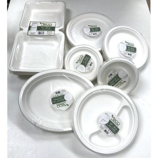 Eco-Friendly Molded Fiber Plates, Bowls, and Takeout containers