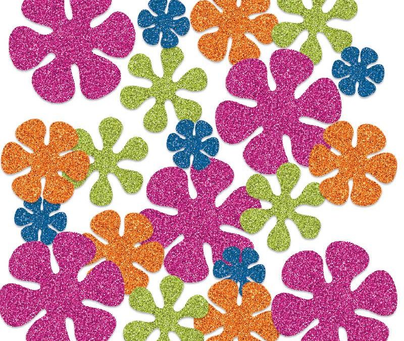 Deluxe Sparkle Retro Flower Confetti
