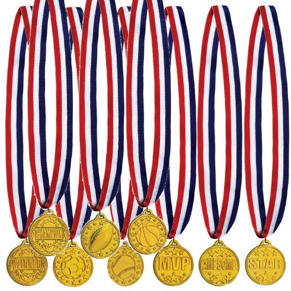 Plastic Round Award Medals with Ribbon