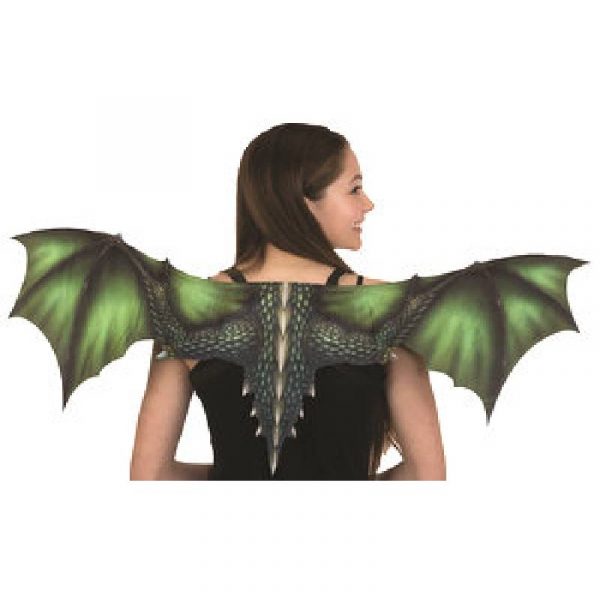 Printed fabric dragon wings - green