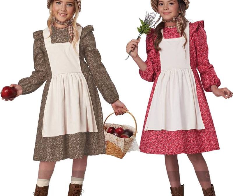 Frontier Girl Settler Pioneer Brown Burgundy