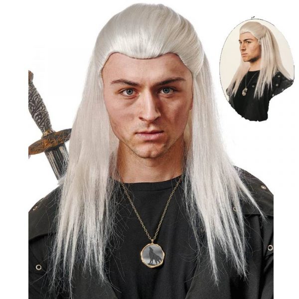Medieval Knight Wig - Silver Hair