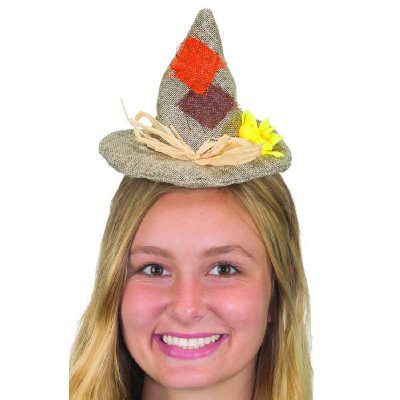Burlap Mini Scarecrow Hat Headband w Sunflower