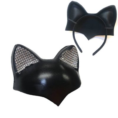 Fabric Cat Headpiece w Rhinestone Ears