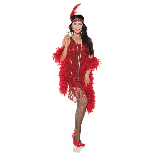 Red Sequin Swingin' Flapper Dress