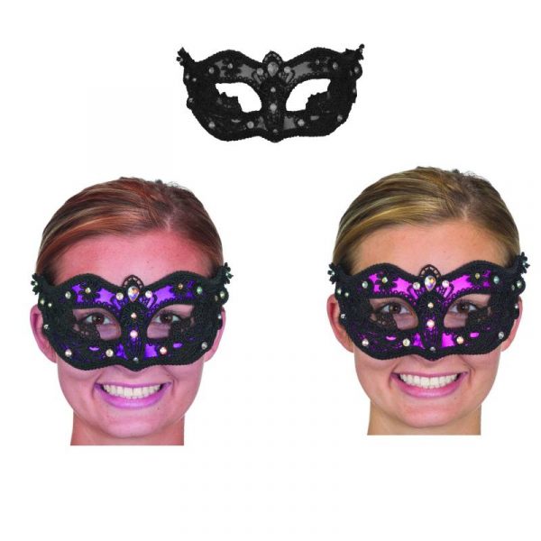 Black Jeweled Lace Half Masks