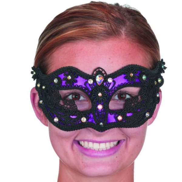 Black Jeweled Lace Half Masks