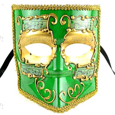 Full Face Green Mask with Musical Notes