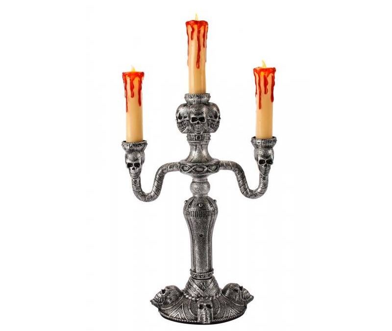 Plastic Skull Candelabra w LED Bulbs