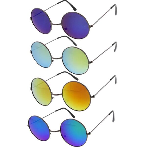 Round Mirror Lens Wire-Frame Sunglasses