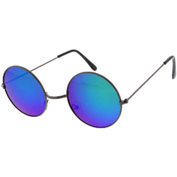 Round Mirror Lens Wire-Frame Sunglasses TURQUOISE