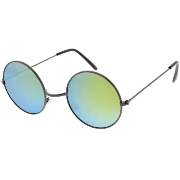 Round Mirror Lens Wire-Frame Sunglasses GREEN