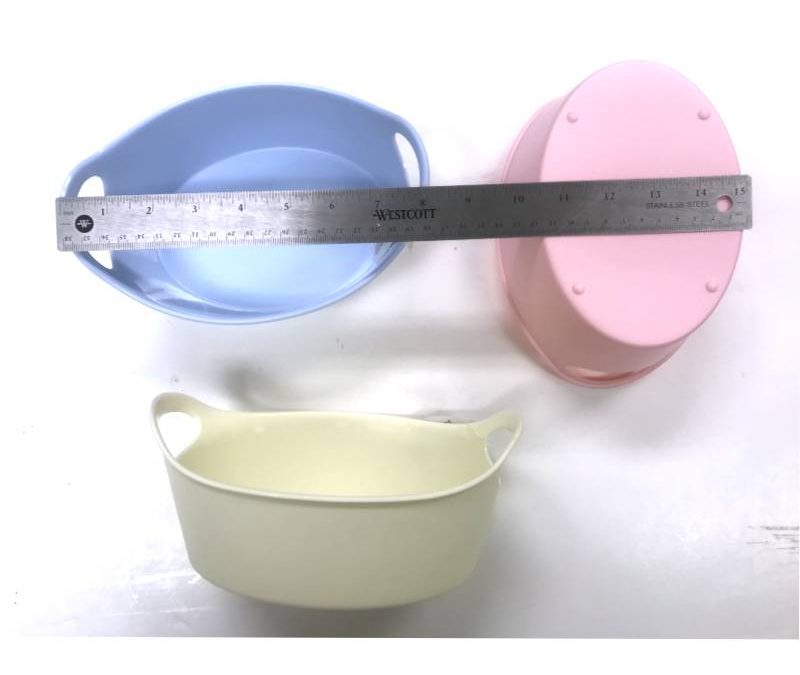 Oval Plastic Tub w/ Handles 8″ x 5.5″ Pastel Colors